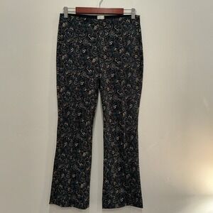 Maeve by Anthropologie "The Margot" Printed Pants Teal & Gold Boho Dot Pattern S